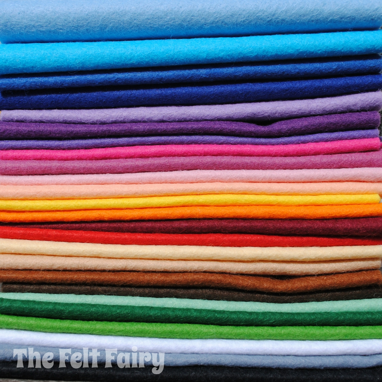 Wool Mix 9 inch Felt Square x 35 Rainbow Stash Booster!