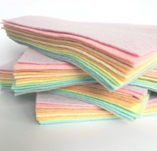 Pastel Rainbow 12 Shades - Wool Blend Felt - 4 sheet sizes