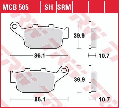 TRW Pastillas de Freno Trasero para Triumph Tiguer 800XC/XCX/XRX (MCB585)