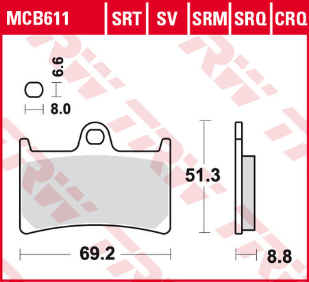 TRW PASTILLAS DE FRENO DELANTERO YAMAHA XT1200Z SUPER TENERE / TDM900 / FJR1300 (MCB611) Pastillas de Freno Delanteras Para:
Yamaha XT1200Z Super Ténéré.
Yamaha MT-09.
Yamaha TDM900.