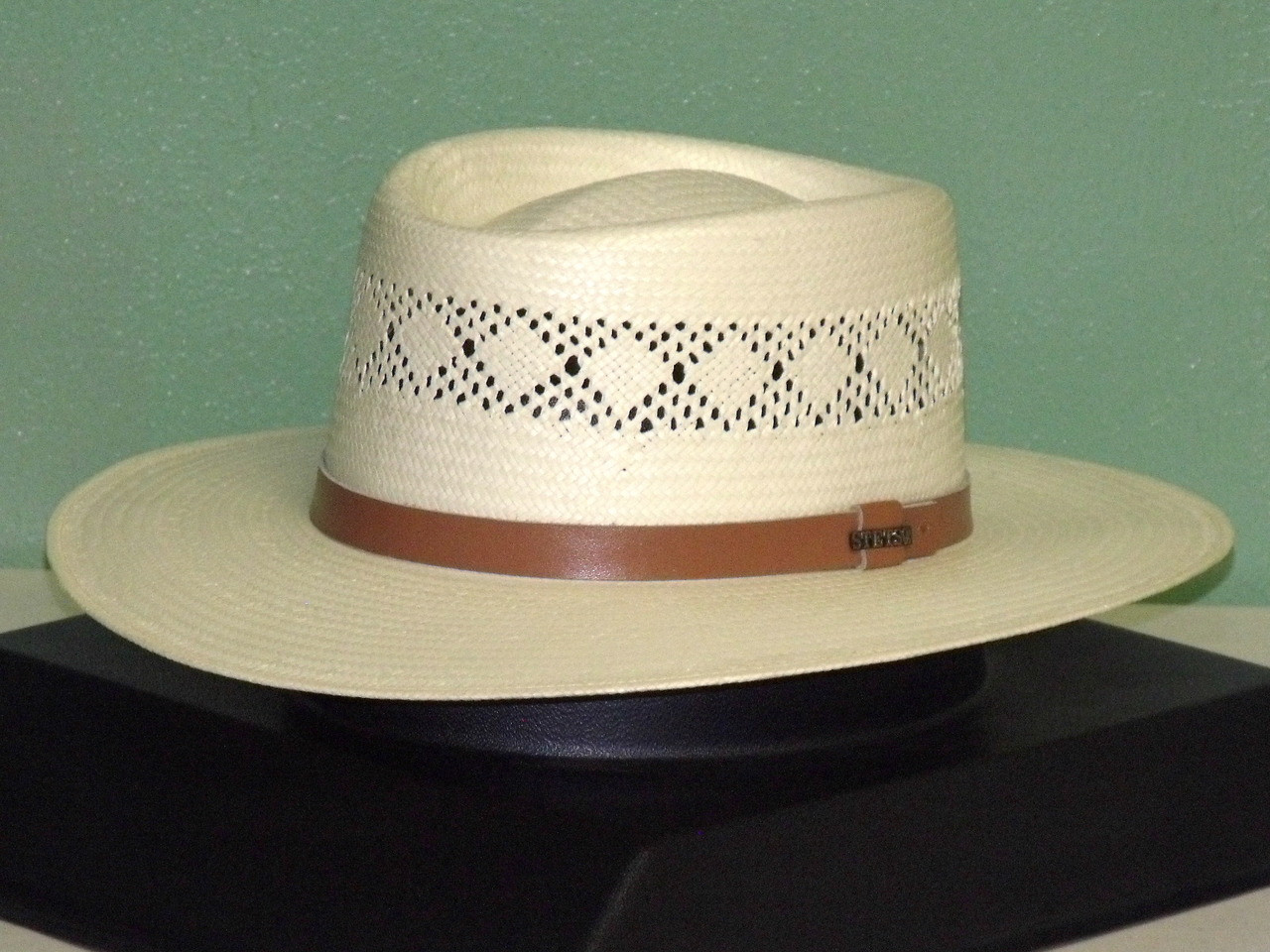 Stetson Brentwood Vented Shantung Straw Gambler hat One 2 mini Ranch