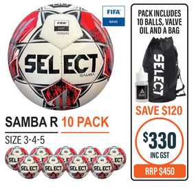 SAMBA WHT/RED (FIFA BASIC) 10 BALL PACK