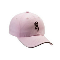 Browning Twill Cap with 3-D Buckmark and Pipe Brim, Pink/Brown, Semi-Fitted (308304211)