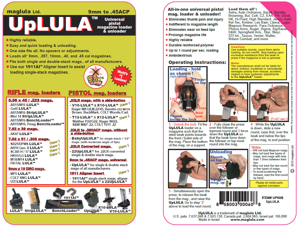 NEW Maglula UpLULA Universal Magazine Speed Loader UP60L 24222 Lemon 