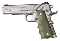 Hogue 1911 Grip-Full-Size-Recoil Absorbing Rubber Pistol Grip-OD Green (45001)