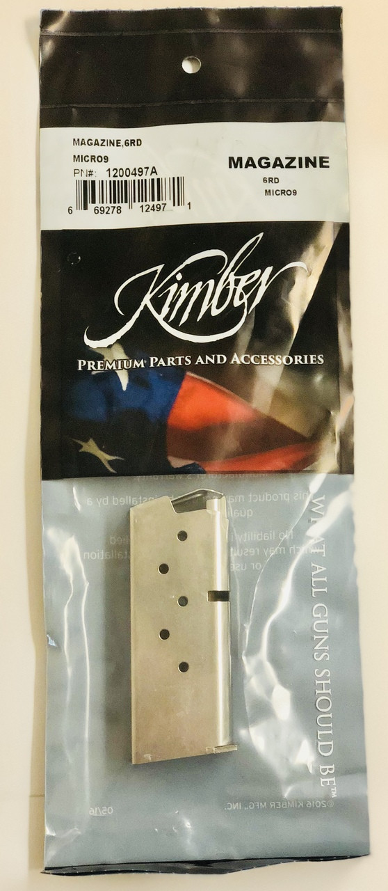 Kimber Micro 9 Magazine 6 Round 9mm Stainless Steel Mag (1200497A) Go