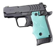 Hogue Rubber Grip W/Finger Grooves For Springfield 911-.380-Aqua (48084)