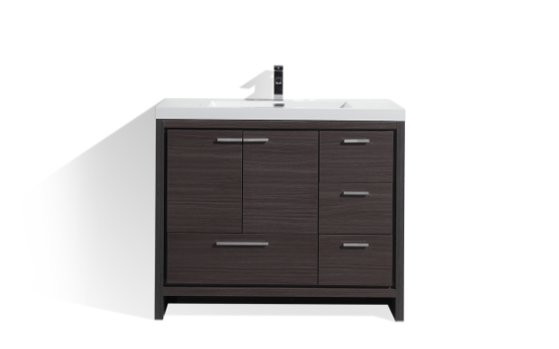 Dolce 42 Dark Gray Oak Modern Bathroom Vanity W Right Side