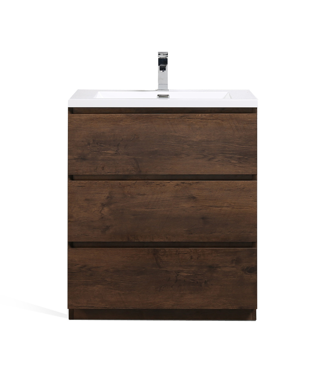 Moa 30 Rosewood Modern Bathroom Vanity W 3 Drawers And Acrylic