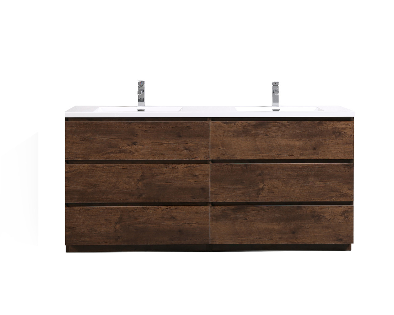 Moa 72 Double Sink Rosewood Modern Bathroom Vanity W 6 Drawers