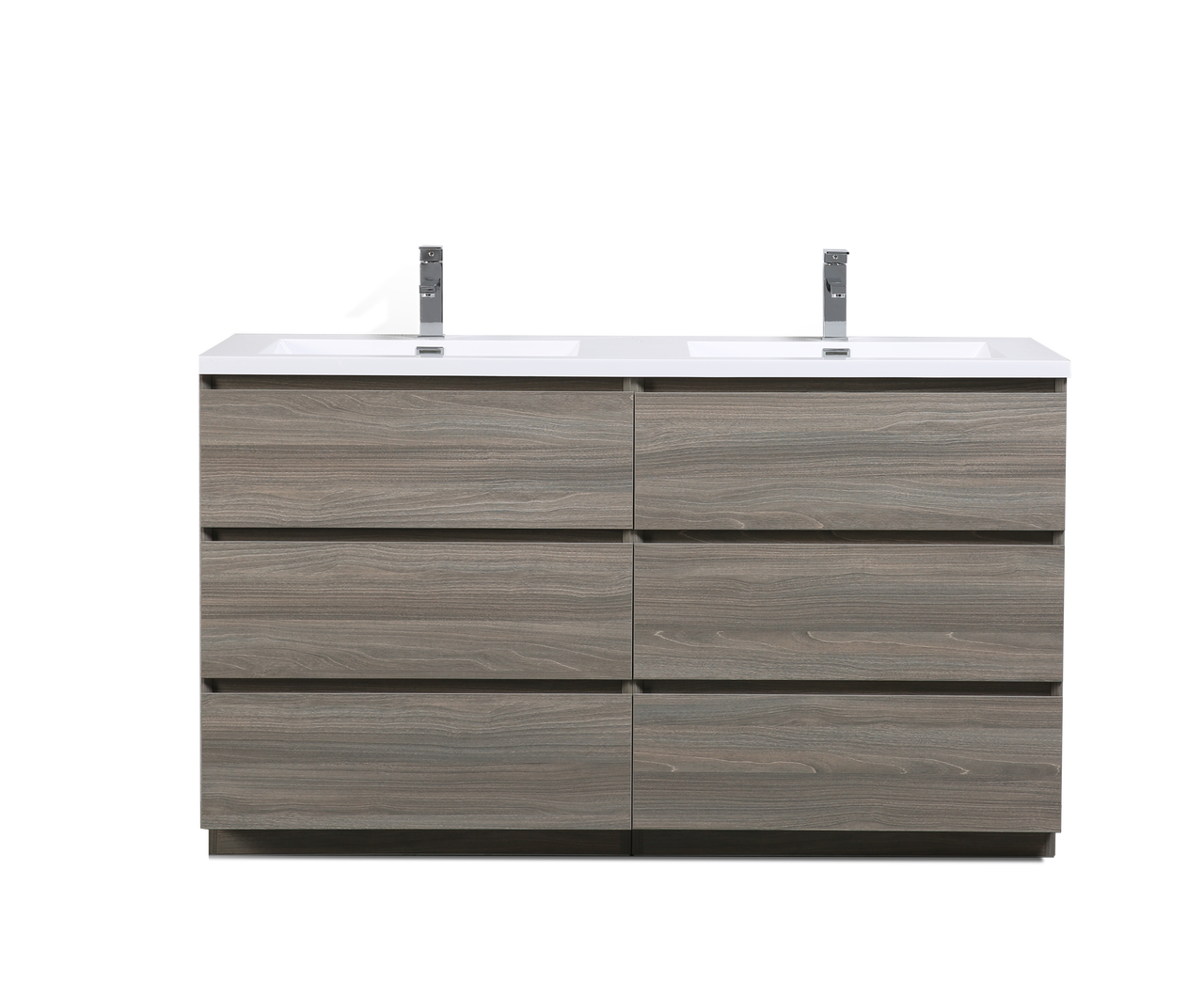 Moa 60 Double Sink Mayple Grey Bathroom Vanity W 6 Drawers And