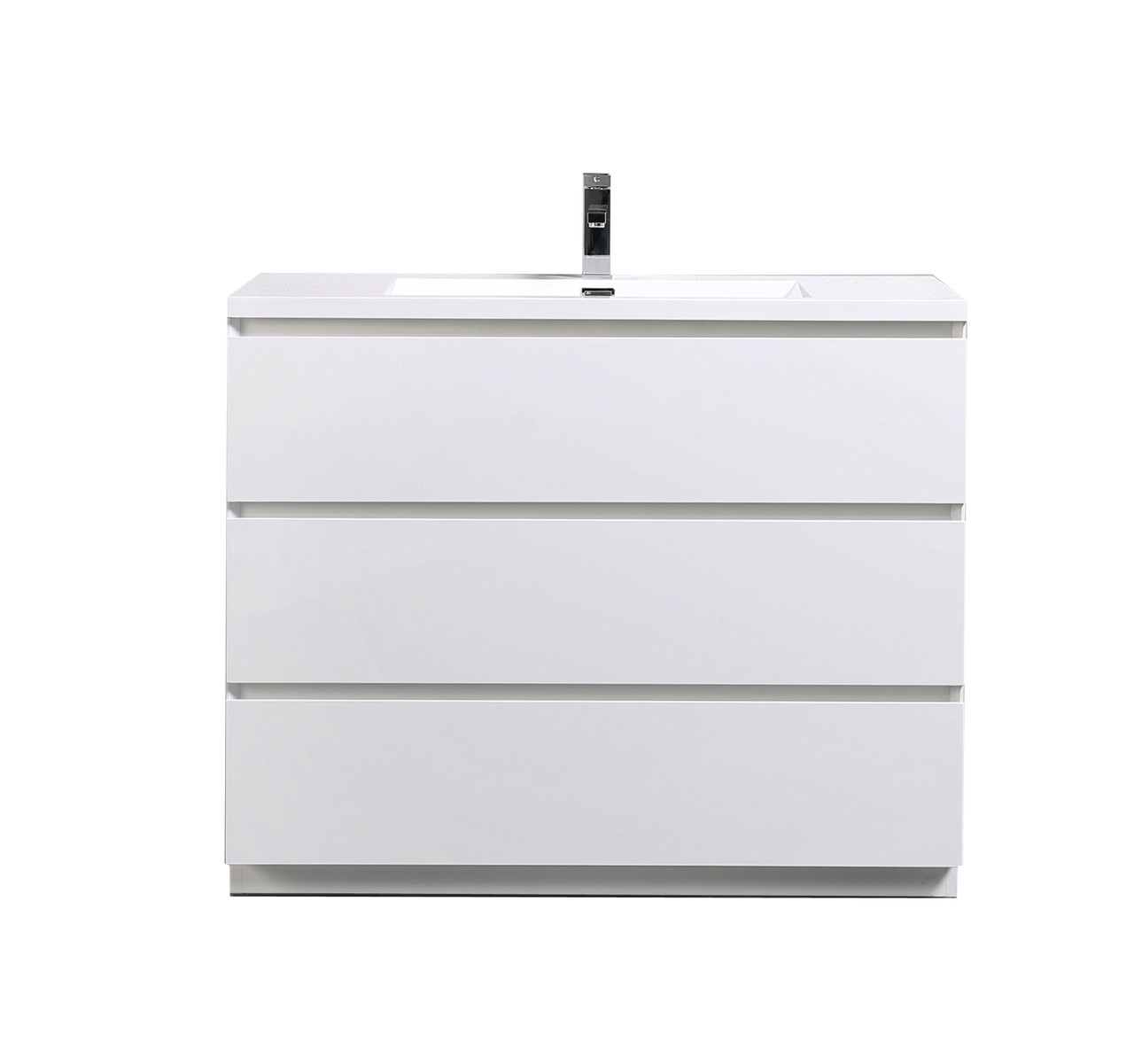 Moa 42 Gloss White Modern Bathroom Vanity W 3 Drawers And