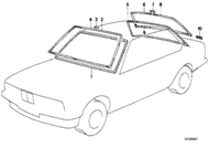 BMW E24 6-series Rear Windshield Upper Trim Cup