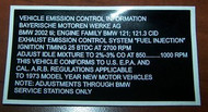 BMW 2002tii USA Emissions Sticker