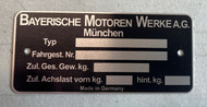 BMW 2002 3.0cs NK Chassis Identification Plate