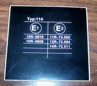 BMW 2002 Underhood E-Mark Sticker for typ 114 1968-1976