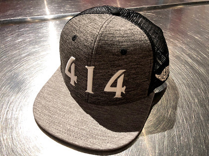 414 Milwaukee Trucker hat. Grey active heather crown with black mesh body. Pearl white 414 numbers with Too Much Metal logo on left side. Perfect breathable for the summer.    