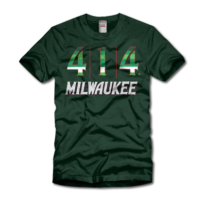 Proud to announce the 414 Milwaukee Irish Rainbow collection. This is a tribute t-shirt to the proud history of the Milwaukee Bucks. The Irish rainbow is a retro design feature running up and down the sides of the home and away uniform of the 1980s. Be proud of the city of Milwaukee and its basketball team.