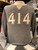 The 414 crew sweatshirt. Sueded fleece with wool embroidered 414 numbers on the front. 8.5 oz., 80/20 ringspun cotton/polyester. 3-end 100% cotton fleece face. Triple-needle stitching throughout. Natural woven twill back neck display. 2x2 rib collar, cuffs, waistband and v-notch. Forward shoulders. Relaxed waistband. Small shown here.