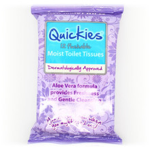 Quickies Flushable Moist Toilet tissue Travel Wipes 12s