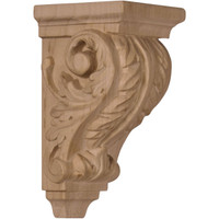 2 1/4"W x 2 1/4"D x 4 1/4"H Extra Small Acanthus Wood Corbel, Walnut