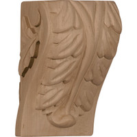 2 1/2"W x 2 1/4"D x 4"H Small Acanthus Leaf Block Corbel, Hard Maple