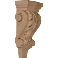 3"W x 1 3/4"D x 6"H Extra Small Acanthus Pilaster Wood Corbel, Walnut