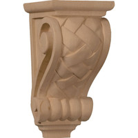 3 1/2"W x 4"D x 7"H Small Basket Weave Corbel, Red Oak