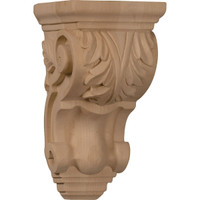 3 1/2"W x 4"D x 7"H Small Traditional Acanthus Corbel, Mahogany