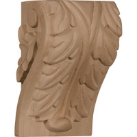 3 3/4"W x 3 1/4"D x 6"H Large Acanthus Leaf Block Corbel, Hard Maple