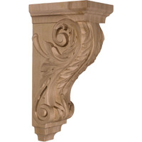 5"W x 7"D x 14"H Large Acanthus Wood Corbel, Cherry