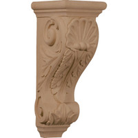 5"W x 7"D x 14"H Large Shell Corbel, Hard Maple