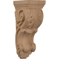 5"W x 7"D x 14"H Large Traditional Acanthus Corbel, Red Oak