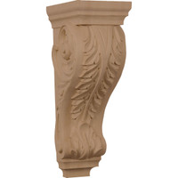6"W x 7 1/2"D x 18"H Extra Large Acanthus Wood Corbel, Mahogany