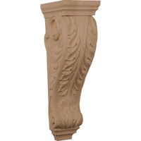 6 1/2"W x 8"D x 22"H Small Jumbo Acanthus Wood Corbel, Cherry