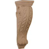 7"W x 8 1/2"D x 26"H Medium Jumbo Acanthus Wood Corbel, Alder