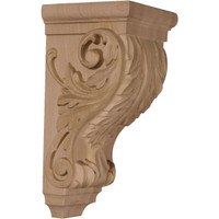 5"W x 5"D x 10"H Medium Acanthus Wood Corbel, Red Oak