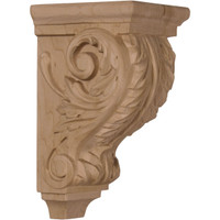 3 1/2"W x 4"D x 7"H Small Acanthus Wood Corbel, Cherry