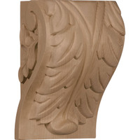 4 1/2"W x 3 3/4"D x 7"H Extra Large Acanthus Leaf Block Corbel, Red Oak