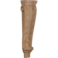 6 3/4"W x 4 1/4"D x 27 1/2"H Extra Large Acanthus Pilaster Corbel, Red Oak