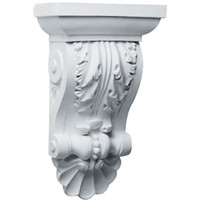 8 1/2"W x 5"D x 14 1/2"H Acanthus with Shell Corbel