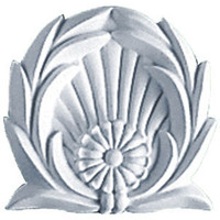 3 1/8"W x 3 1/8"H x 5/8"P Shell with Leaves Rosette