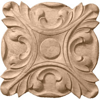 4 1/4"W x 4 1/4"H x 5/8"P Acanthus Rosette, Rubberwood
