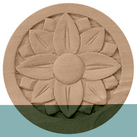 5"W x 5"H x 3/4"P Bedford Rosette, Rubberwood