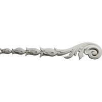 6"W x 37 3/8"H x 1 1/8"P Flower Bell Drop Onlay, Left