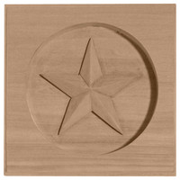 3 1/2"W x 3 1/2"H x 5/8"P Austin Star Rosette, Rubberwood
