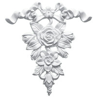 8 1/2"W x 9"H x 3/4"P Versailles Ribbon and Rose Drop Onlay