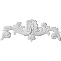 10 5/8"W x 3 7/8"H x 5/8"P Benson Flowing Leaves Center with Scrolls Onlay