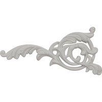 7 3/4"W x 4 1/8"H x 3/4"P Leaf Scroll Onlay - Left