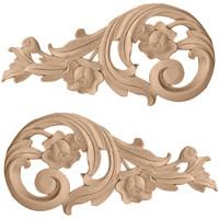 9 3/4"W x 4 3/4"H x 3/4"D (Each Side) Medium Rose Scrolls (Pair)